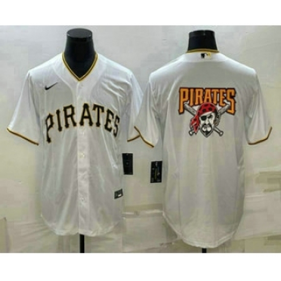 Men's Pittsburgh Pirates Big Logo White Stitched MLB Cool Base Nike Jersey - Ujersey