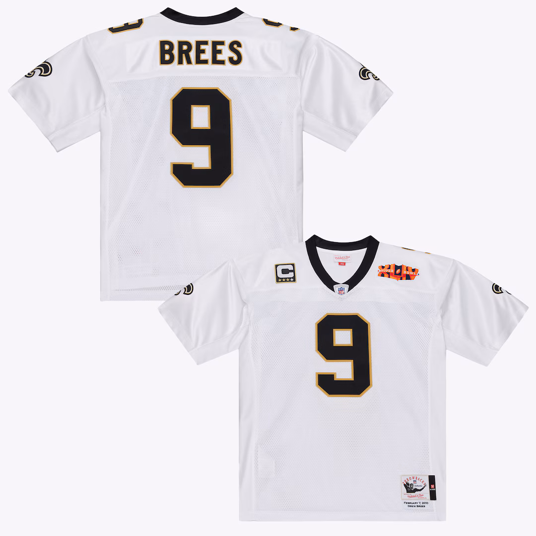 Men's New Orleans Saints Drew Brees Mitchell & Ness White Super Bowl XLIV Authentic Jersey - Ujersey