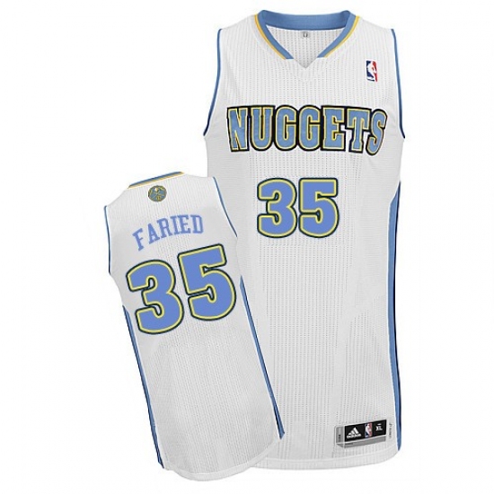 Men's Adidas Denver Nuggets #35 Kenneth Faried Authentic White Home NBA Jersey - Ujersey