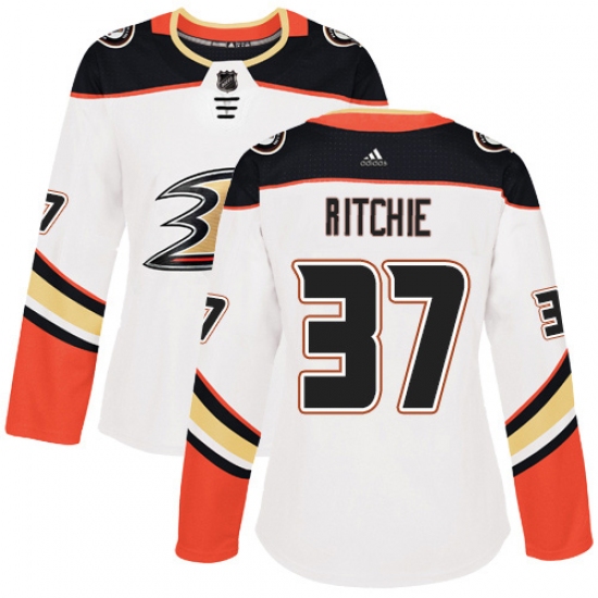 Women's Adidas Anaheim Ducks #37 Nick Ritchie Authentic White Away NHL Jersey - Ujersey