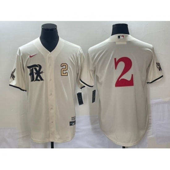 Men's Texas Rangers #2 Marcus Semien Number Cream 2023 City Connect Stitched Baseball Jersey - Ujersey