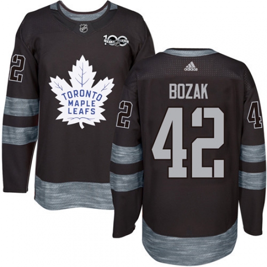 Men's Adidas Toronto Maple Leafs #42 Tyler Bozak Authentic Black 1917-2017 100th Anniversary NHL Jersey - Ujersey