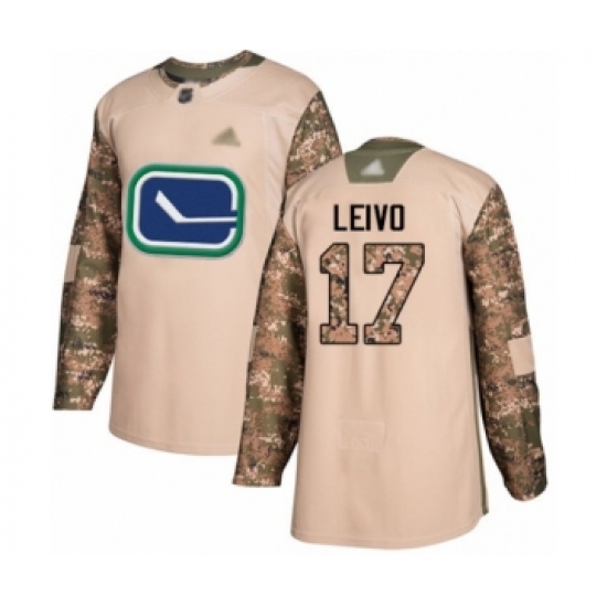 Men's Vancouver Canucks #17 Josh Leivo Authentic Camo Veterans Day Practice Hockey Jersey - Ujersey