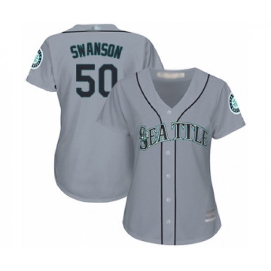Women's Seattle Mariners #50 Erik Swanson Authentic Grey Road Cool Base Baseball Player Jersey - Ujersey
