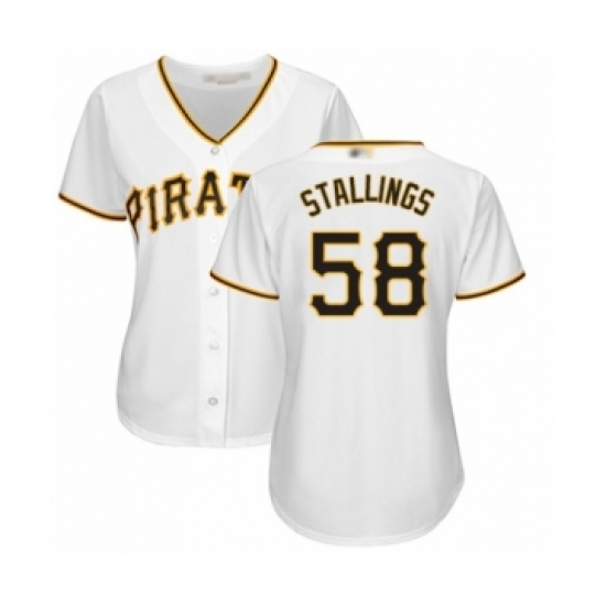 Women's Pittsburgh Pirates #58 Jacob Stallings Authentic White Home Cool Base Baseball Player Jersey - Ujersey