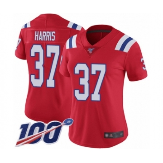 Women's New England Patriots #37 Damien Harris Red Alternate Vapor Untouchable Limited Player 100th Season Football Jersey - Ujersey