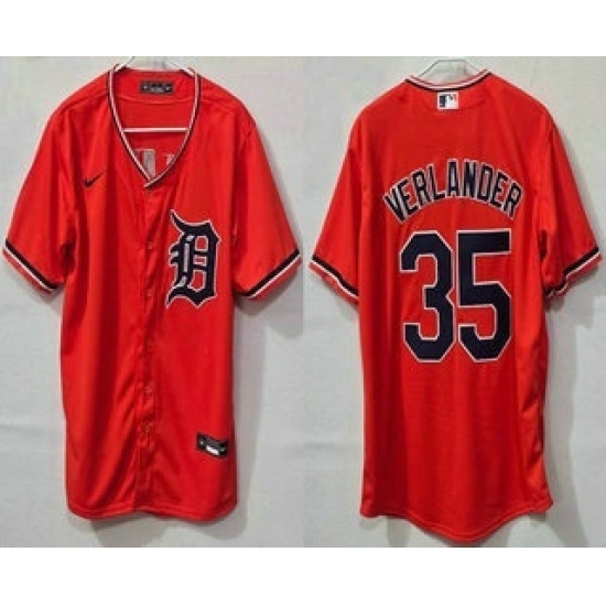 Men's Detroit Tigers #35 Justin Verlander Orange Cool Base Jersey - Ujersey