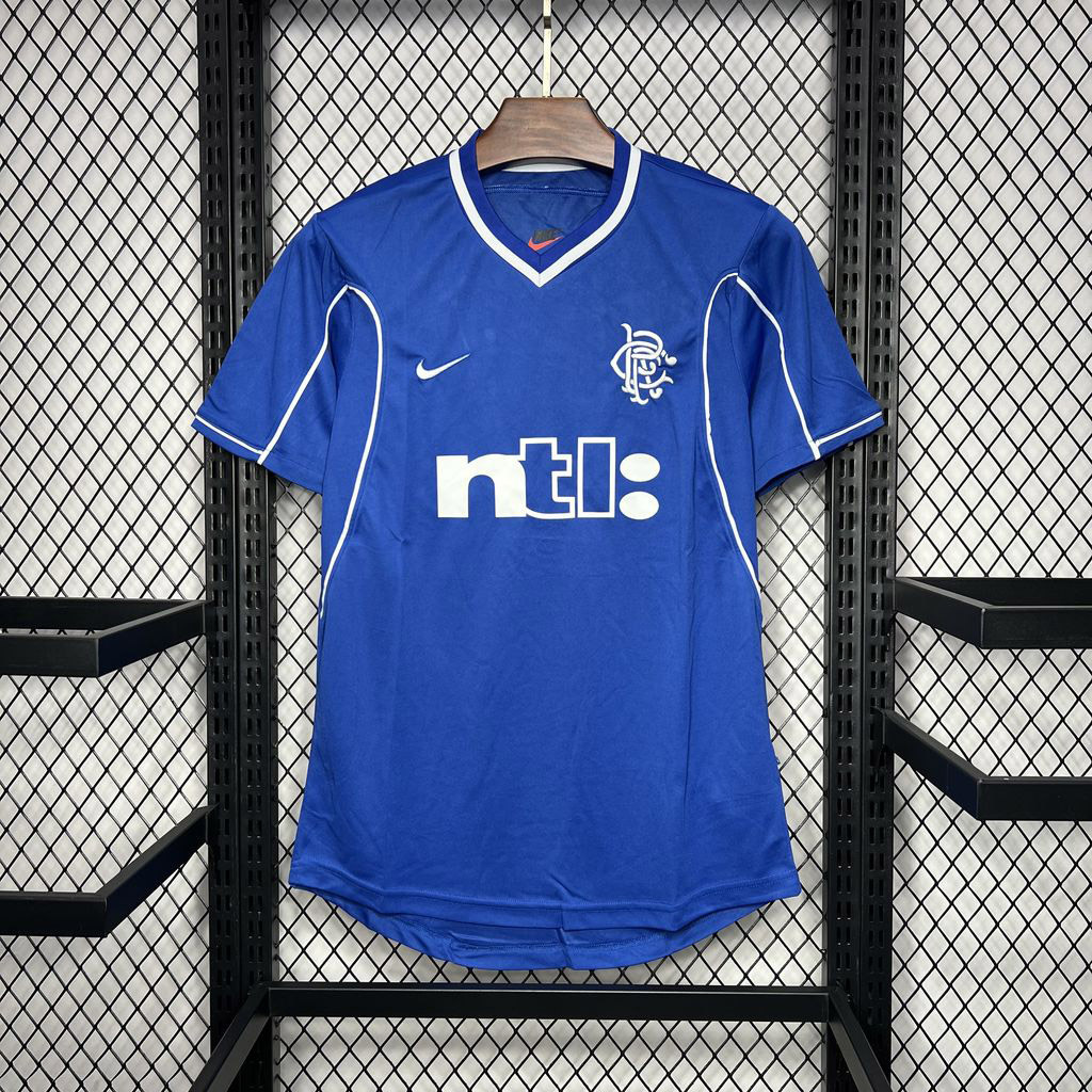 Rangers FC Retro Soccer Jersey Home Custom Shirt 1999-00
