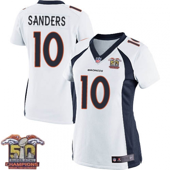 Women's Nike Denver Broncos #10 Emmanuel Sanders Elite White Super Bowl 50 Champions NFL Jersey - Ujersey