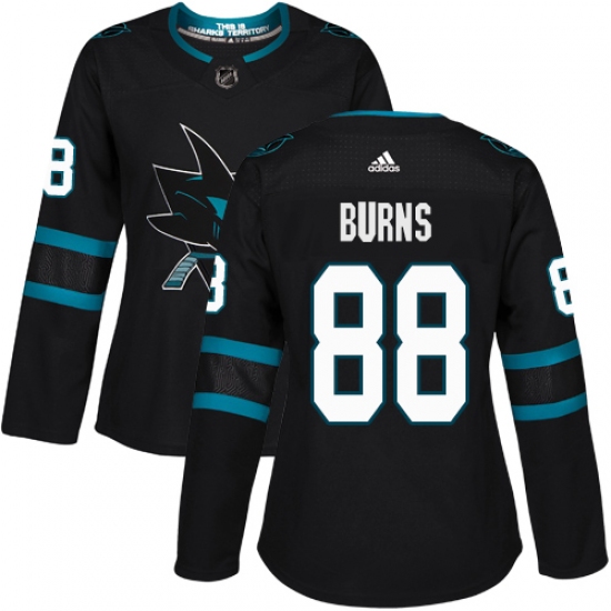 Women's Adidas San Jose Sharks #88 Brent Burns Premier Black Alternate NHL Jersey - Ujersey
