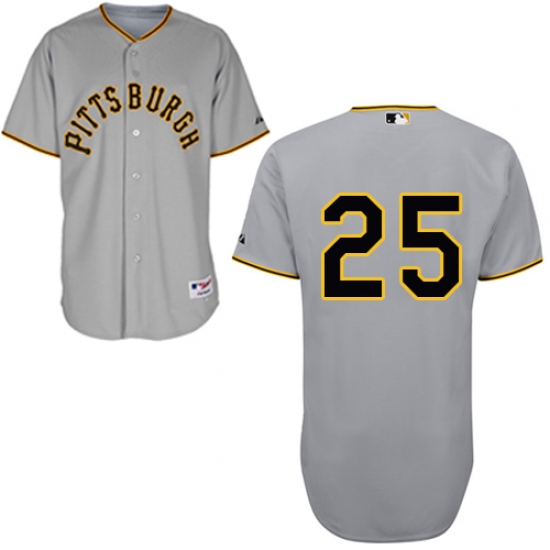 Men's Majestic Pittsburgh Pirates #25 Gregory Polanco Authentic Grey 1953 Turn Back The Clock MLB Jersey - Ujersey