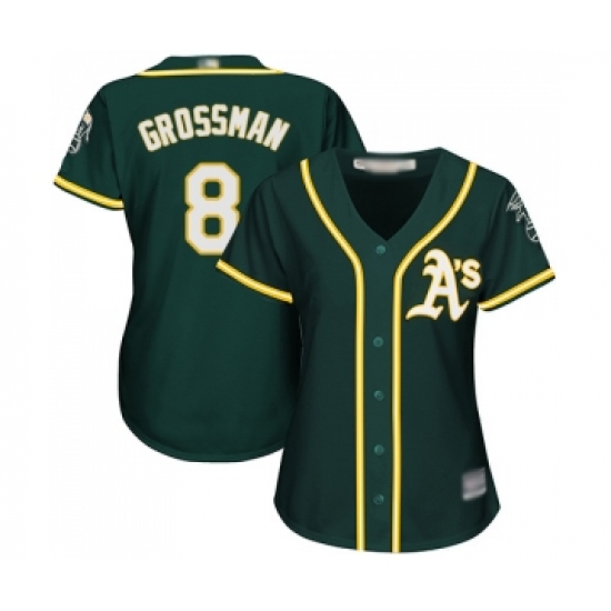 Women's Oakland Athletics #8 Robbie Grossman Replica Green Alternate 1 Cool Base Baseball Jersey - Ujersey