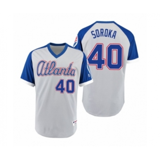 Men's Braves #40 Mike Soroka Gray Royal 1979 Turn Back the Clock Authentic Jersey