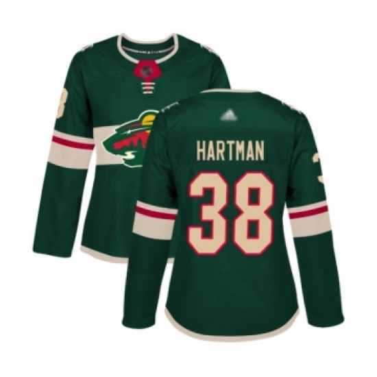 Women's Minnesota Wild #38 Ryan Hartman Authentic Green Home Hockey Jersey