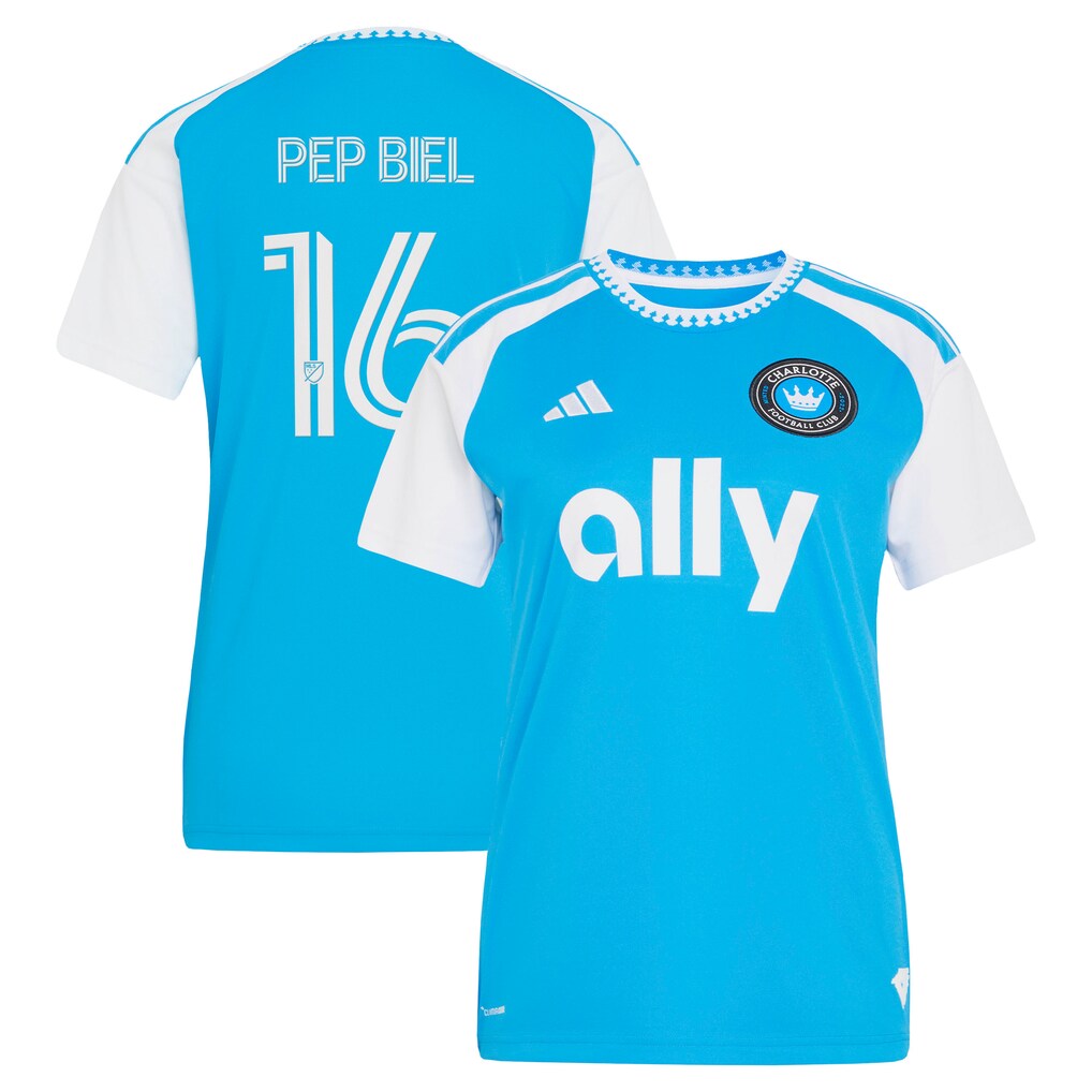 Women's Charlotte FC Pep Biel adidas Blue 2026 Carolina Kit: Crowns Up Replica Jersey - Ujersey