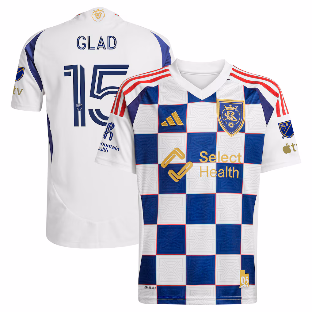 Men's Real Salt Lake Justen Glad adidas White 2025 Grid City On-Field Authentic Jersey - ujerseystore