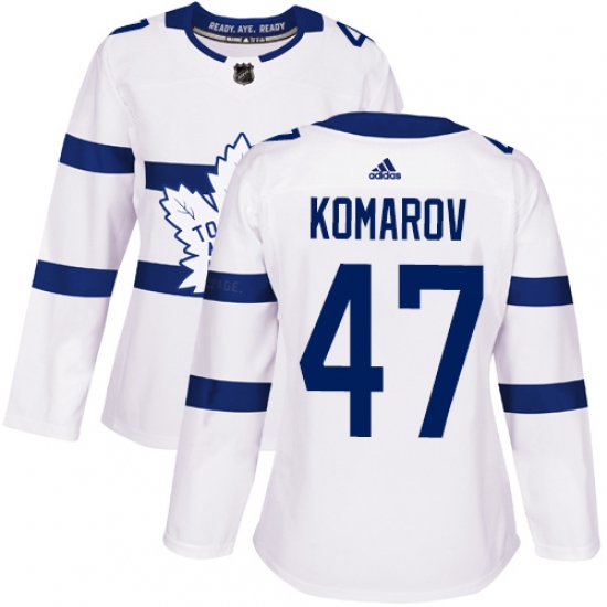 Women's Adidas Toronto Maple Leafs #47 Leo Komarov Authentic White 2018 Stadium Series NHL Jersey - Ujersey