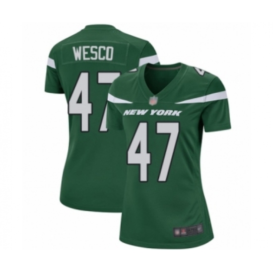 Women's New York Jets #47 Trevon Wesco Game Green Team Color Football Jersey - Ujersey