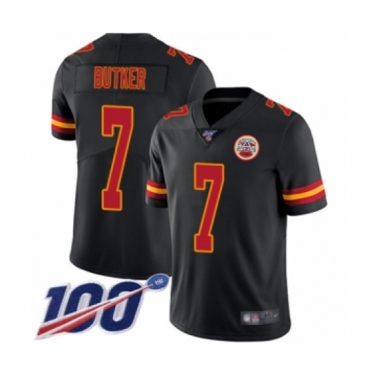 Men's Kansas City Chiefs #7 Harrison Butker Limited Black Rush Vapor Untouchable 100th Season Football Jersey - Ujersey
