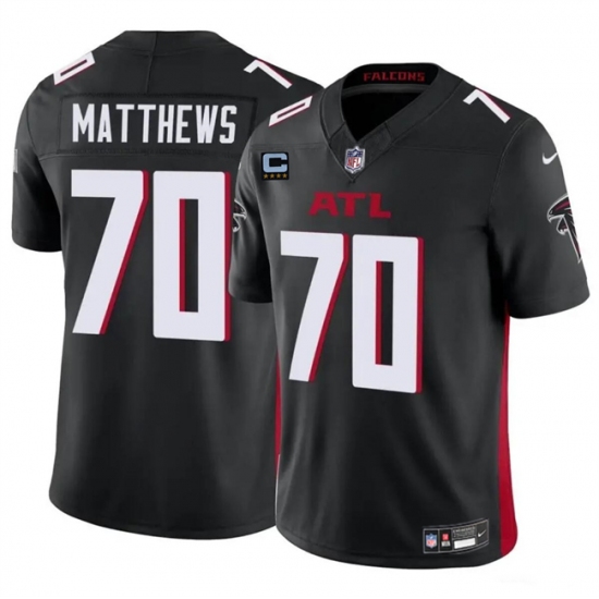 Men's Atlanta Falcons #70 Jake Matthews Black 2024 F.U.S.E With 4-Star C Vapor Untouchable Limited Stitched Football Jersey