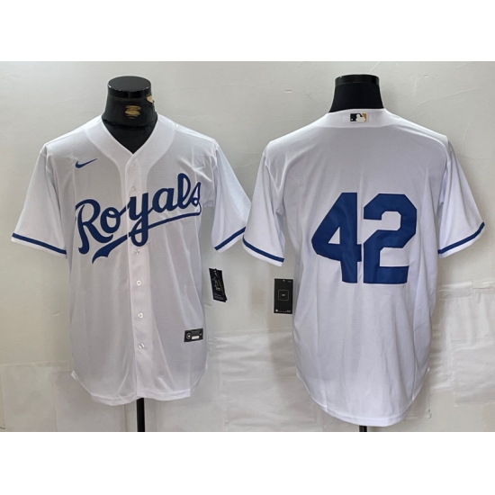 Men's Kansas City Royals #42 Jackie Robinson White Cool Base Stitched Baseball Jersey - Ujersey