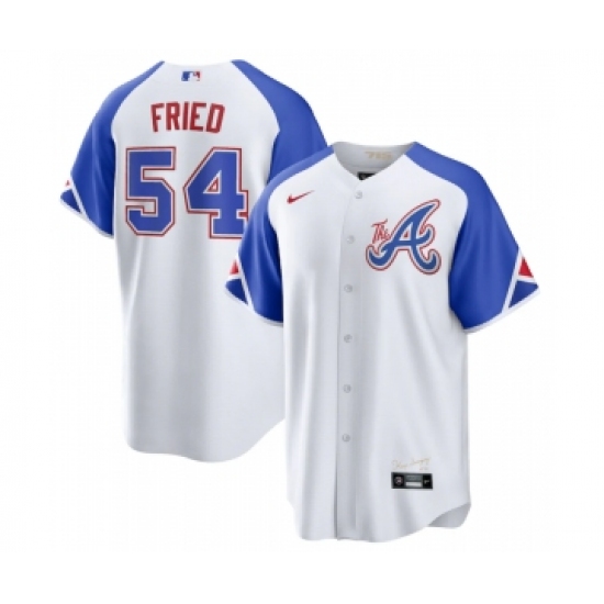 Men's Atlanta Braves #54 Max Fried White 2023 City Connect Cool Base Stitched Baseball Jersey - Ujersey