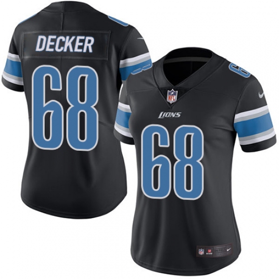 Women's Nike Detroit Lions #68 Taylor Decker Limited Black Rush Vapor Untouchable NFL Jersey - Ujersey