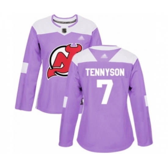 Women's New Jersey Devils #7 Matt Tennyson Authentic Purple Fights Cancer Practice Hockey Jersey - Ujersey