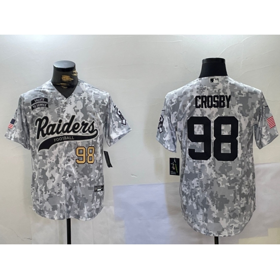 Men's Las Vegas Raiders #98 Maxx Crosby 2024 Arctic Camo Salute To Service Stitched Baseball Jerseys - Ujersey