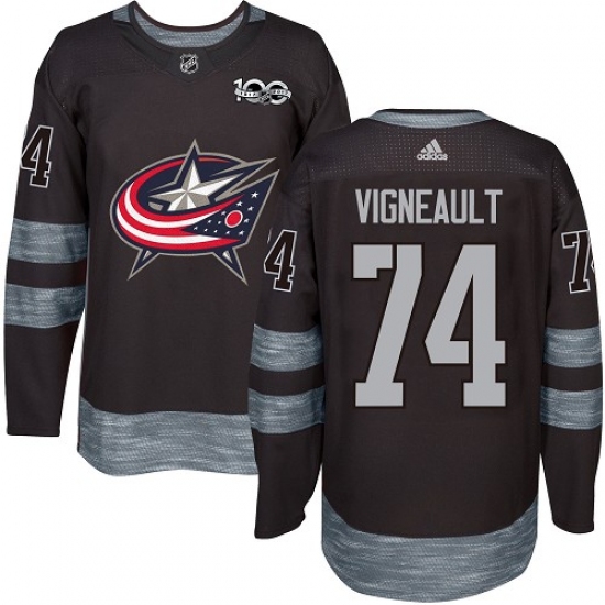 Men's Adidas Columbus Blue Jackets #74 Sam Vigneault Premier Black 1917-2017 100th Anniversary NHL Jersey - Ujersey