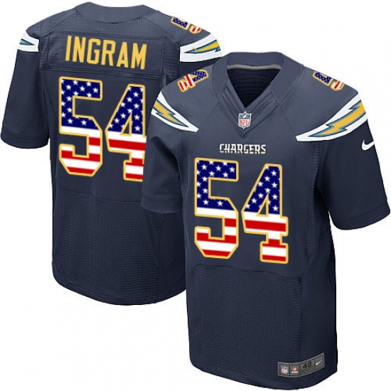 Men's Nike Los Angeles Chargers #54 Melvin Ingram Elite Navy Blue Home USA Flag Fashion NFL Jersey - ujerseystore
