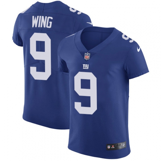 Men's Nike New York Giants #9 Brad Wing Elite Royal Blue Team Color NFL Jersey - Ujersey