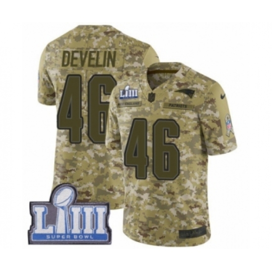 Men's Nike New England Patriots #46 James Develin Limited Camo 2018 Salute to Service Super Bowl LIII Bound NFL Jersey - Ujersey