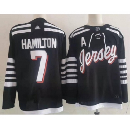 Men's New Jersey Devils #7 Dougie Hamilton adidas Black 2021-22 Alternate Primegreen Authentic Pro Player Third Jersey - Ujersey