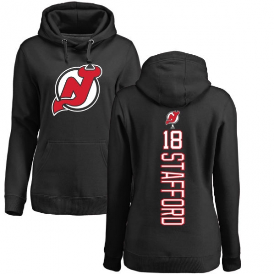 NHL Women's Adidas New Jersey Devils #18 Drew Stafford Black Backer Pullover Hoodie - ujerseystore