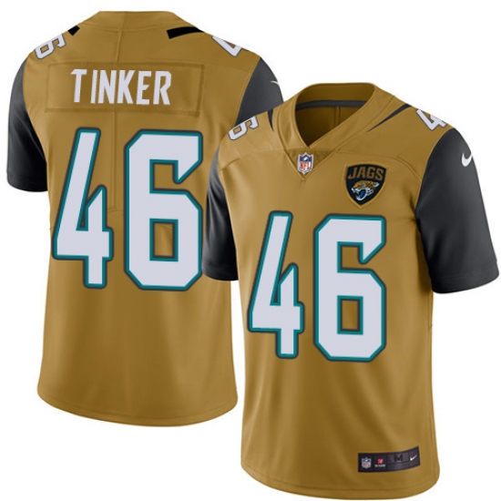 Youth Nike Jacksonville Jaguars #46 Carson Tinker Limited Gold Rush Vapor Untouchable NFL Jersey - Ujersey