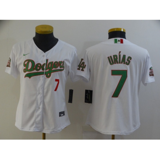 Women's Nike Los Angeles Dodgers #7 Julio Urias White 2020 World Series Authentic Jersey - Ujersey