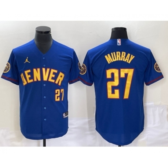 Men's Denver Nuggets #27 Jamal Murray Blue Cool Base Stitched Baseball Jersey - Ujersey