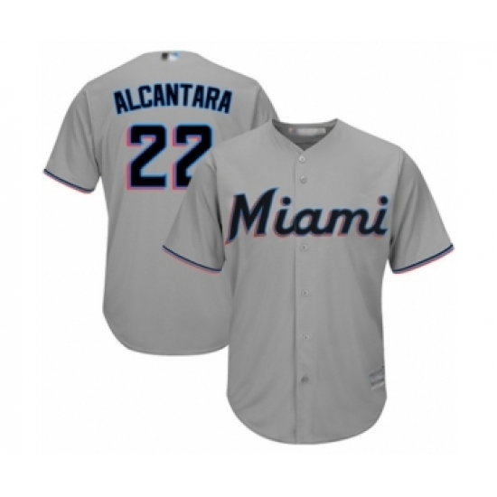 Men's Miami Marlins #22 Sandy Alcantara Replica Grey Road Cool Base Baseball Jersey - Ujersey