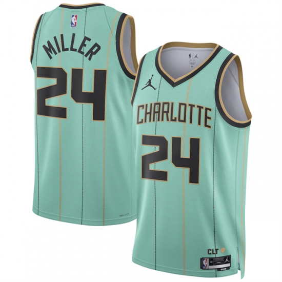 Men's Charlotte Hornets #24 Brandon Miller Mint 2024-25 City Edition Stitched Basketball Jersey - Ujersey
