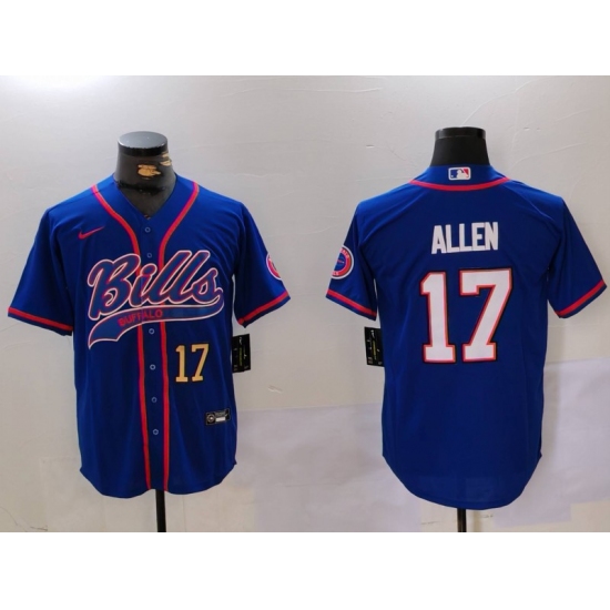 Men's Buffalo Bills #17 Josh Allen Blue Team Cool Base Stitched Baseball Jersey - Ujersey