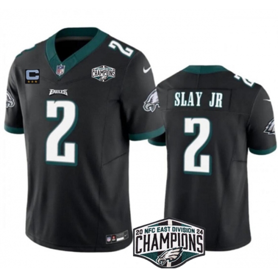 Men's Philadelphia Eagles #2 Darius Slay JR Black 2024 NFC East Champions With 3-Star C F.U.S.E. Vapor Untouchable Limited Stitched Football Jersey - Ujersey