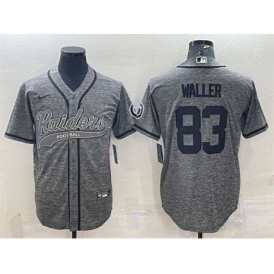 Men's Las Vegas Raiders #83 Darren Waller Gray With Patch Cool Base Stitched Baseball Jersey - Ujersey