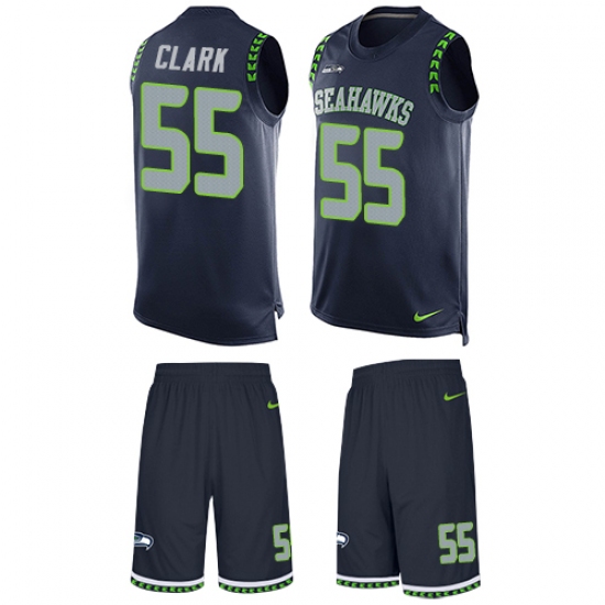 Men's Nike Seattle Seahawks #55 Frank Clark Limited Steel Blue Tank Top Suit NFL Jersey - Ujersey