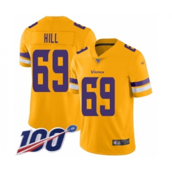 Men's Minnesota Vikings #69 Rashod Hill Limited Gold Inverted Legend 100th Season Football Jersey - Ujersey