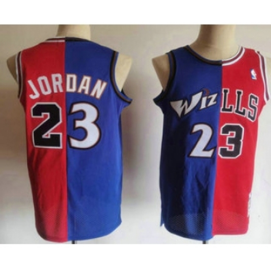 Men's Chicago Bulls #23 Michael Jordan Blue Red Two Tone Stitched Hardwood Classic Swingman Jerseys - Ujersey