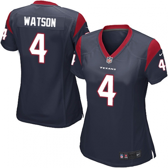Women's Nike Houston Texans #4 Deshaun Watson Game Navy Blue Team Color NFL Jersey - Ujersey