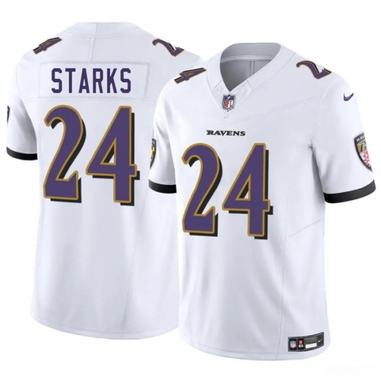 Men's Baltimore Ravens #24 Malaki Starks White 2025 Draft F.U.S.E. Vapor Limited Football Jersey - Ujersey
