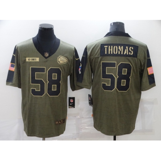 Men's Kansas City Chiefs #58 Derrick Thomas Nike Olive 2021 Salute To Service Limited Player Jersey - Ujersey