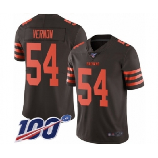 Men's Cleveland Browns #54 Olivier Vernon Limited Brown Rush Vapor Untouchable 100th Season Football Jersey - Ujersey